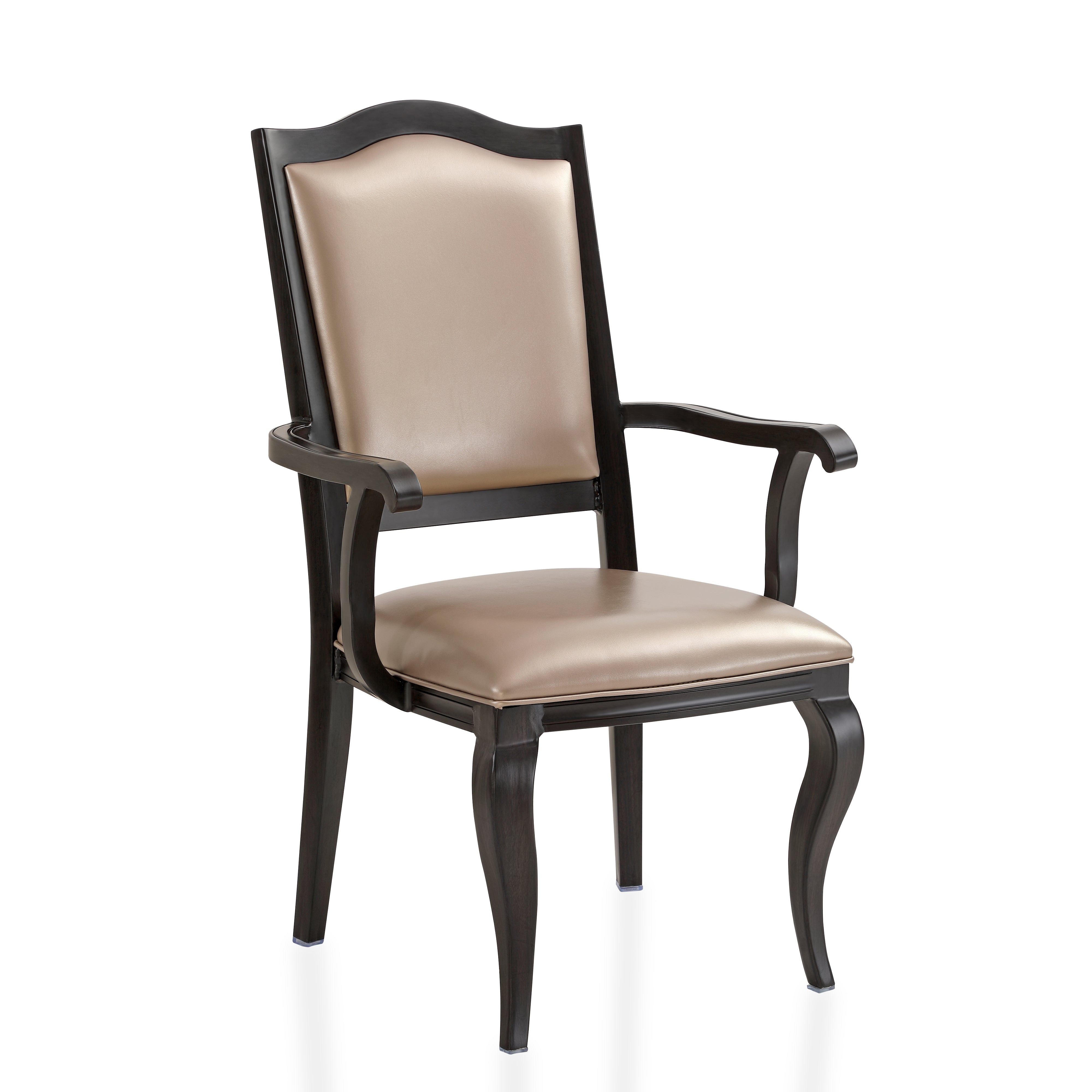 Madera Dining Chair with Leather Seat and Aluminum Legs Rounded Design in Walnut Finish