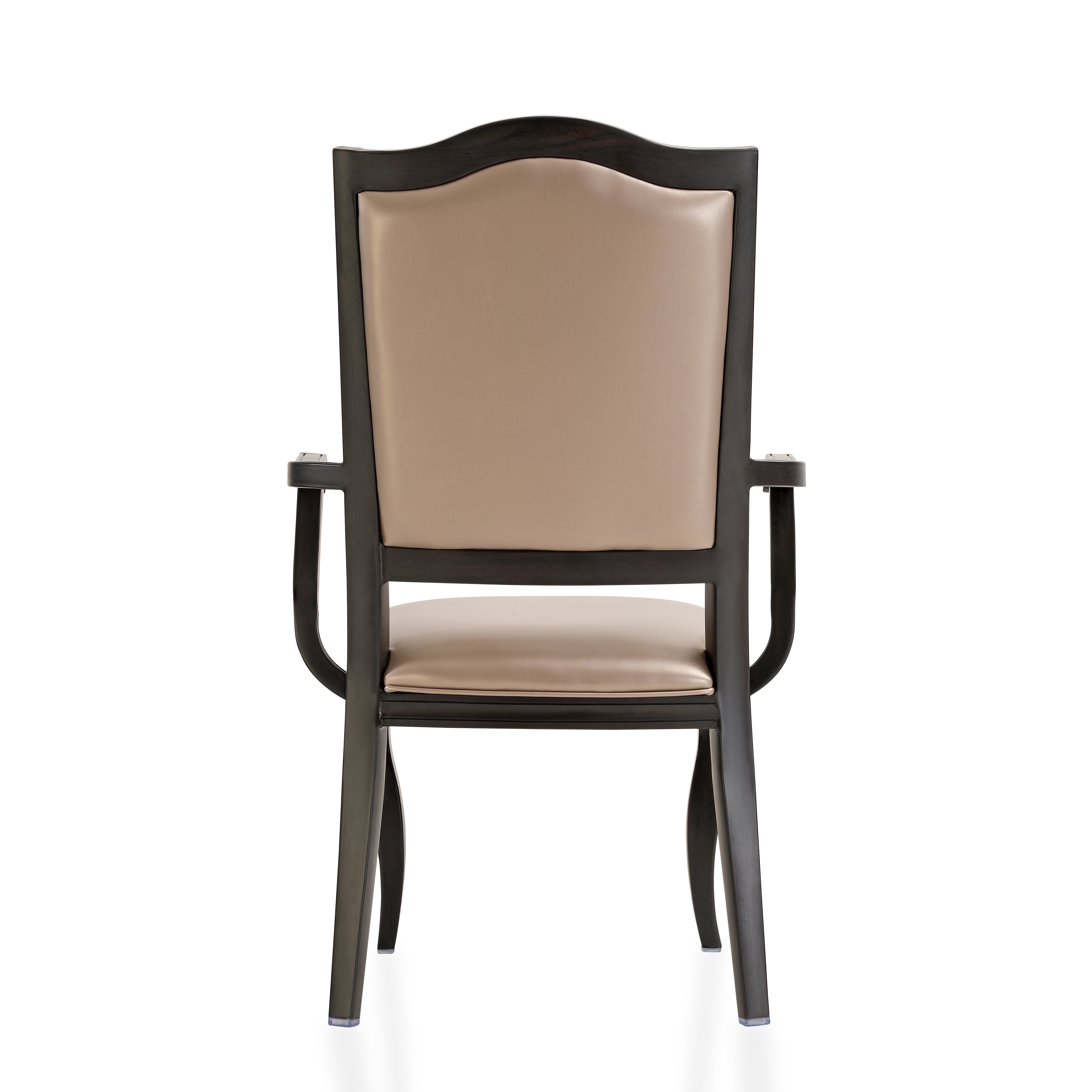 Madera Dining Chair with Leather Seat and Aluminum Legs Rounded Design in Walnut Finish