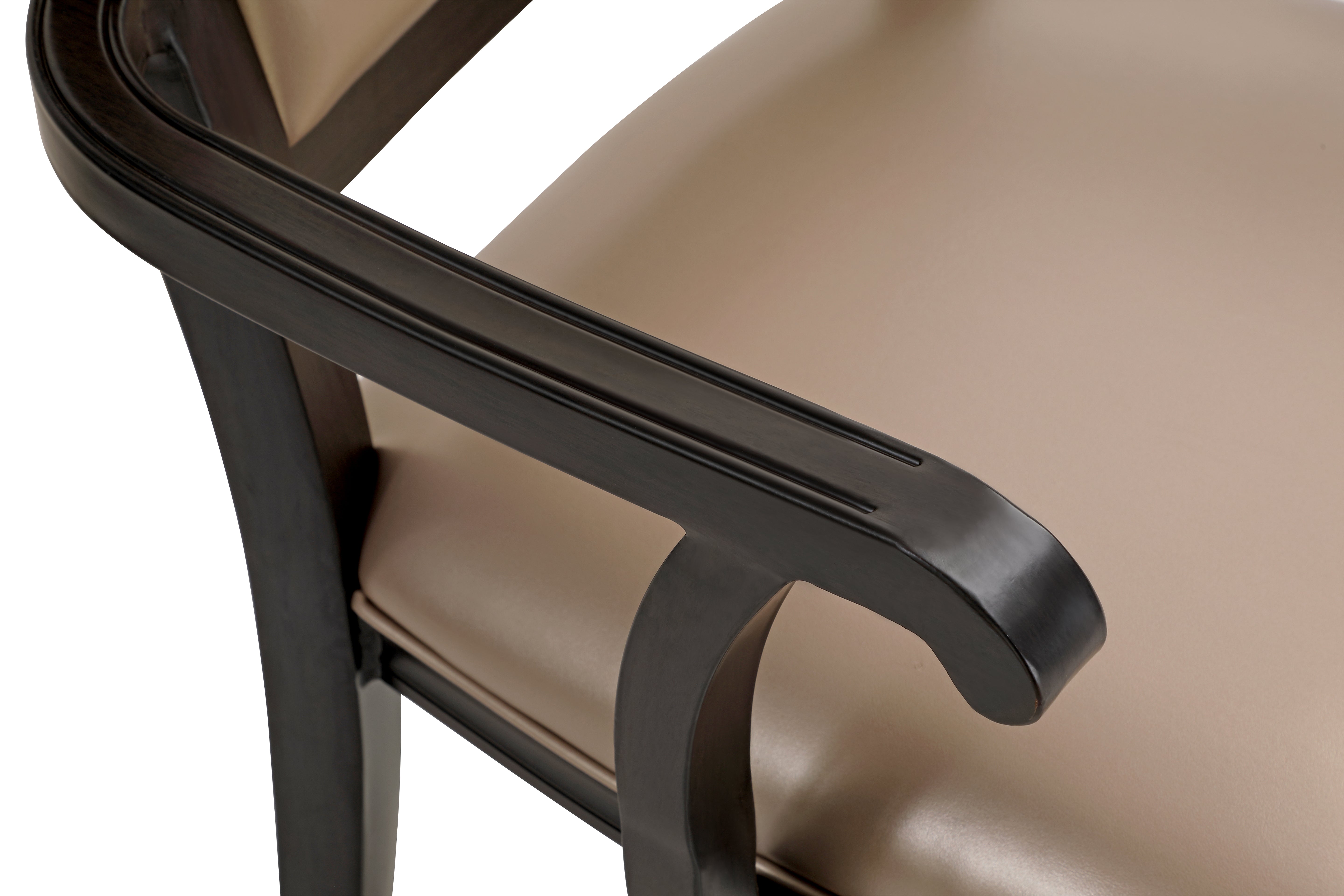 Madera Dining Chair with Leather Seat and Aluminum Legs Rounded Design in Walnut Finish