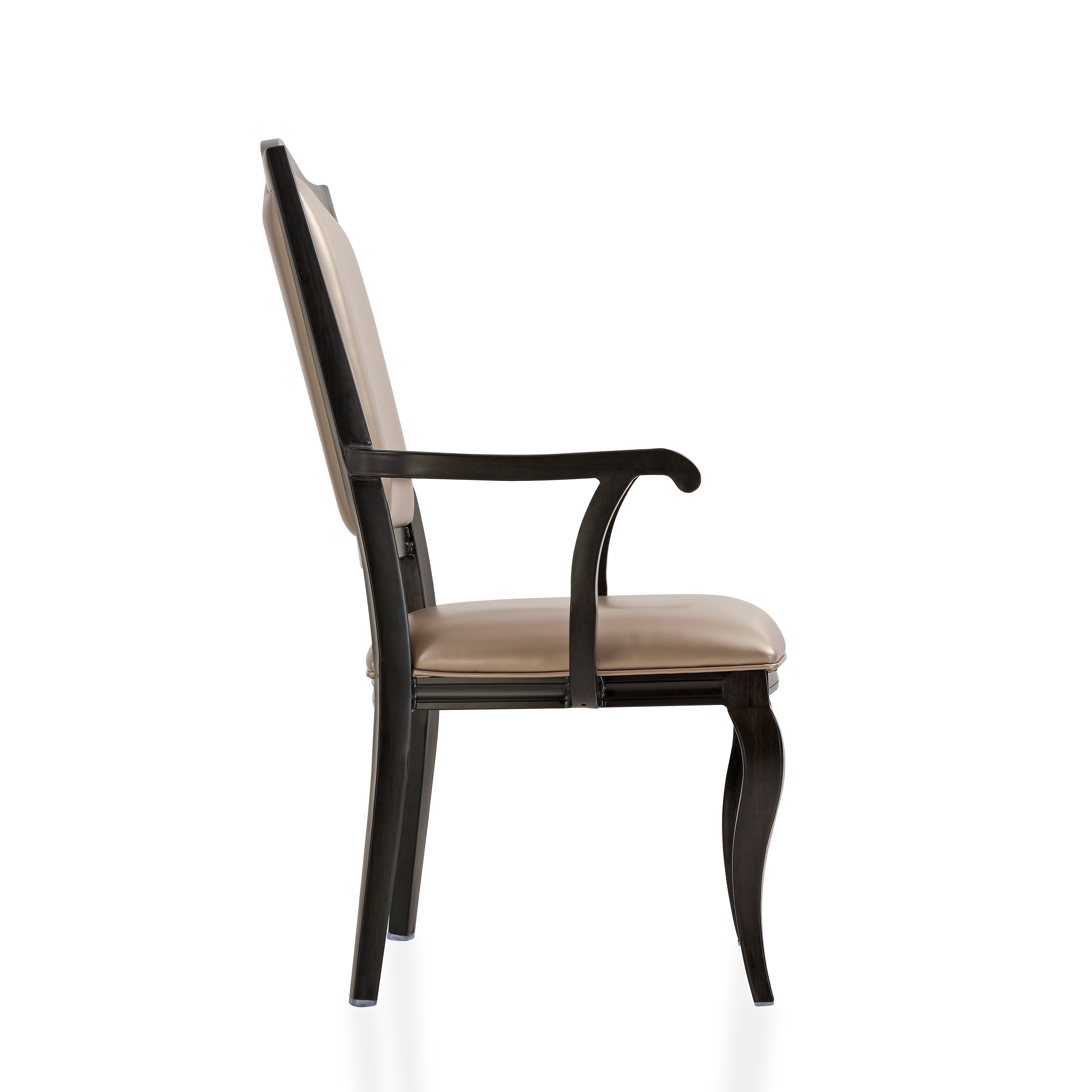 Madera Dining Chair with Leather Seat and Aluminum Legs Rounded Design in Walnut Finish