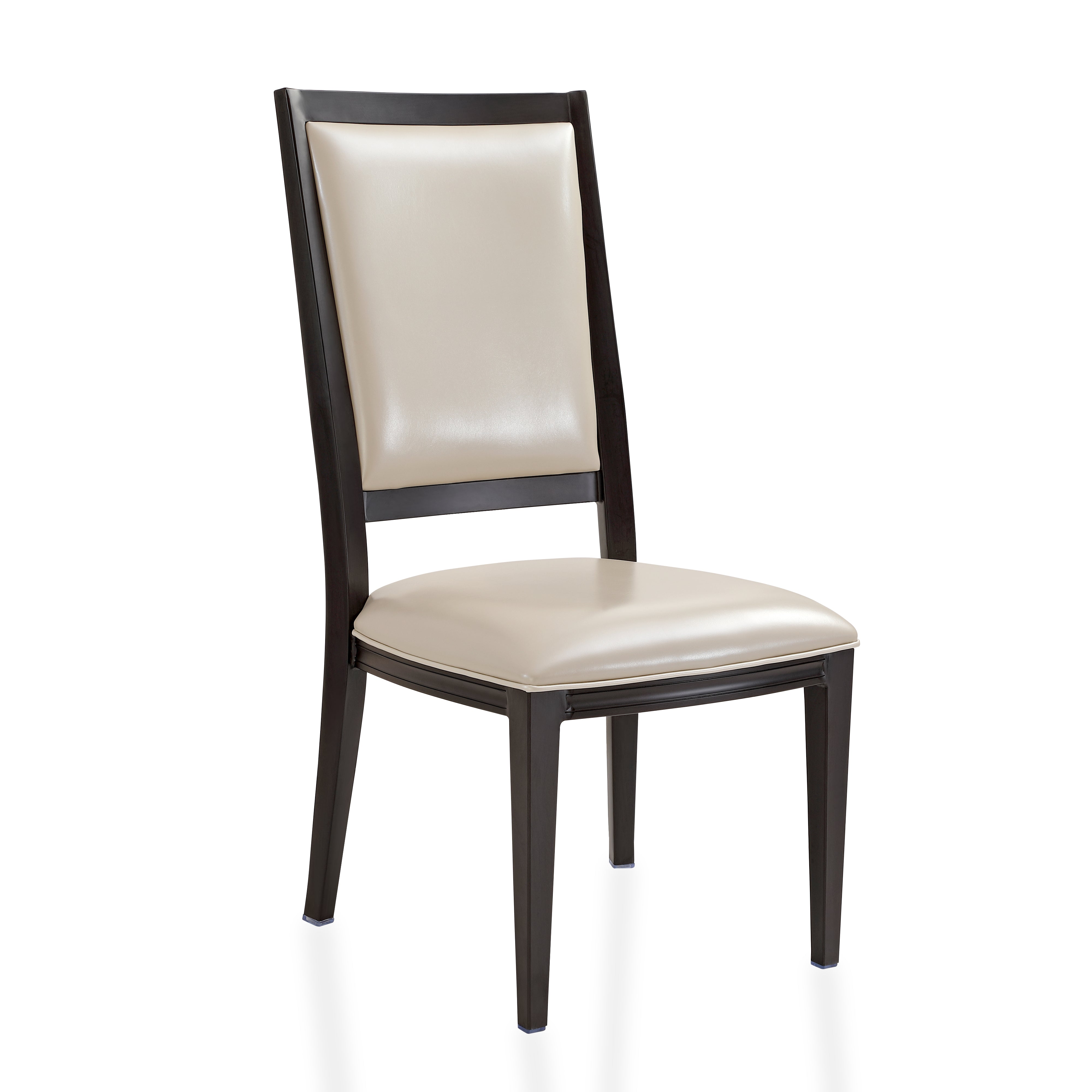 Madera Dining Chair with Leather Seat and Aluminum Legs in Walnut Finish
