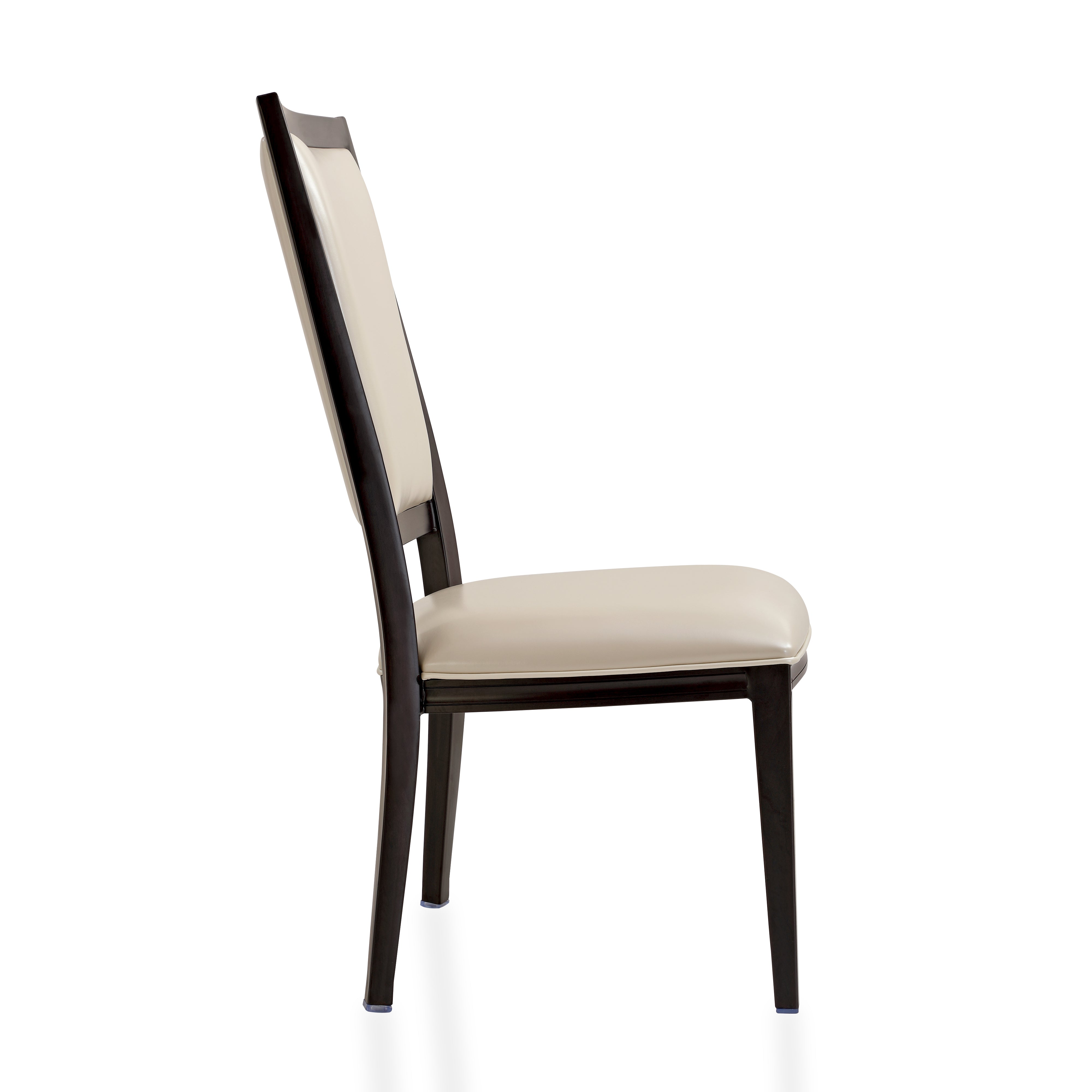 Madera Dining Chair with Leather Seat and Aluminum Legs in Walnut Finish