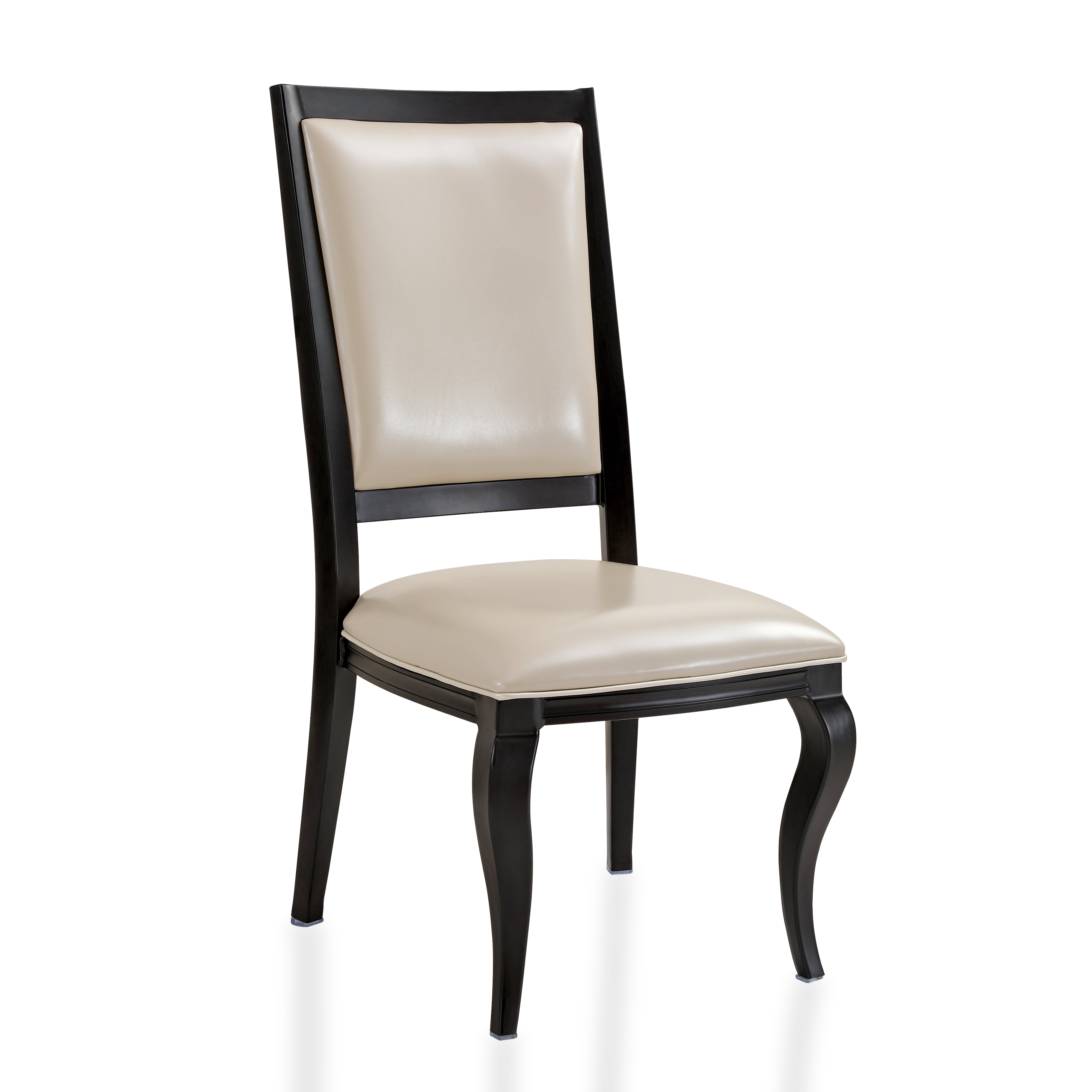 Madera Dining Chair with Leather Seat and Aluminum Crown Design Legs in Walnut Finish