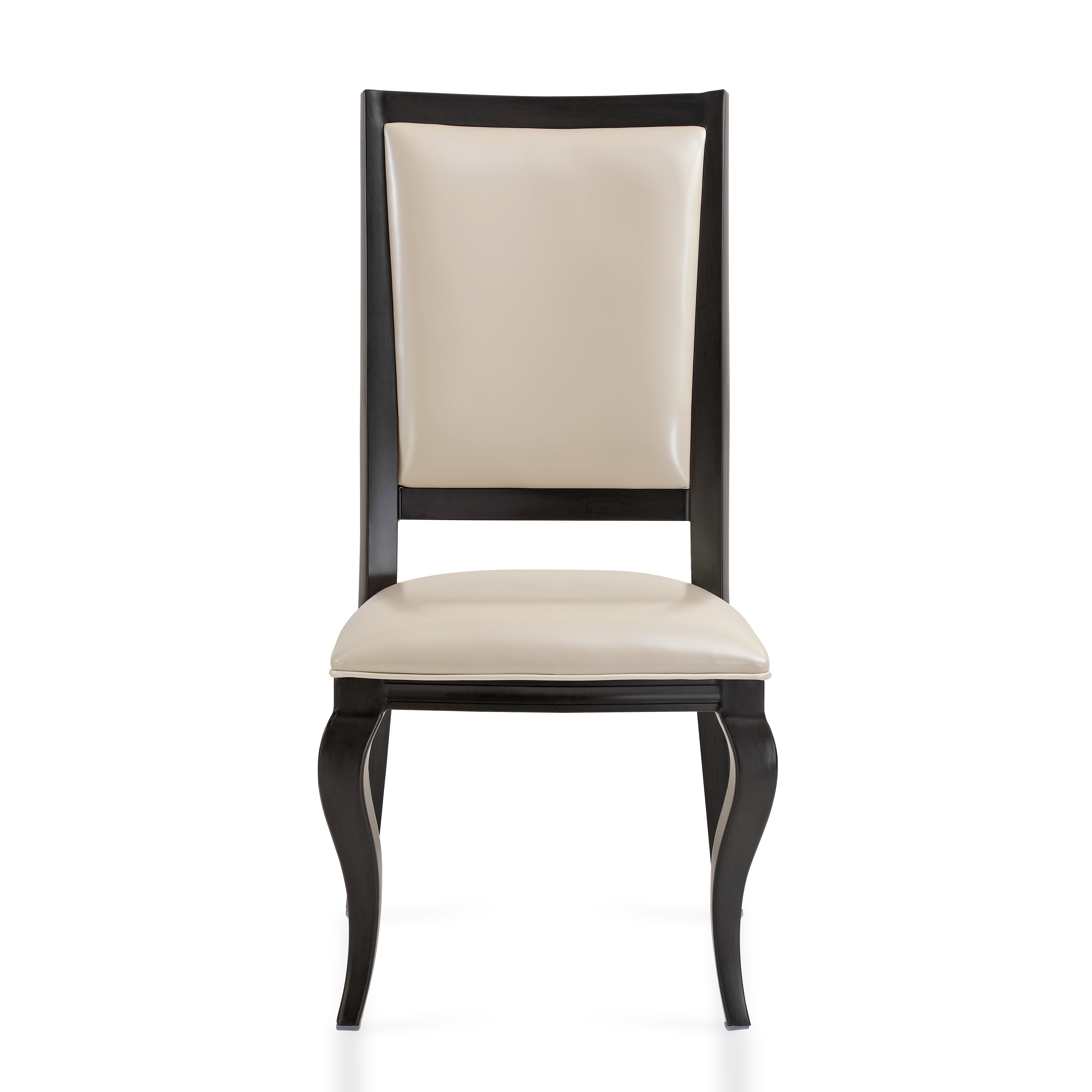 Madera Dining Chair with Leather Seat and Aluminum Crown Design Legs in Walnut Finish