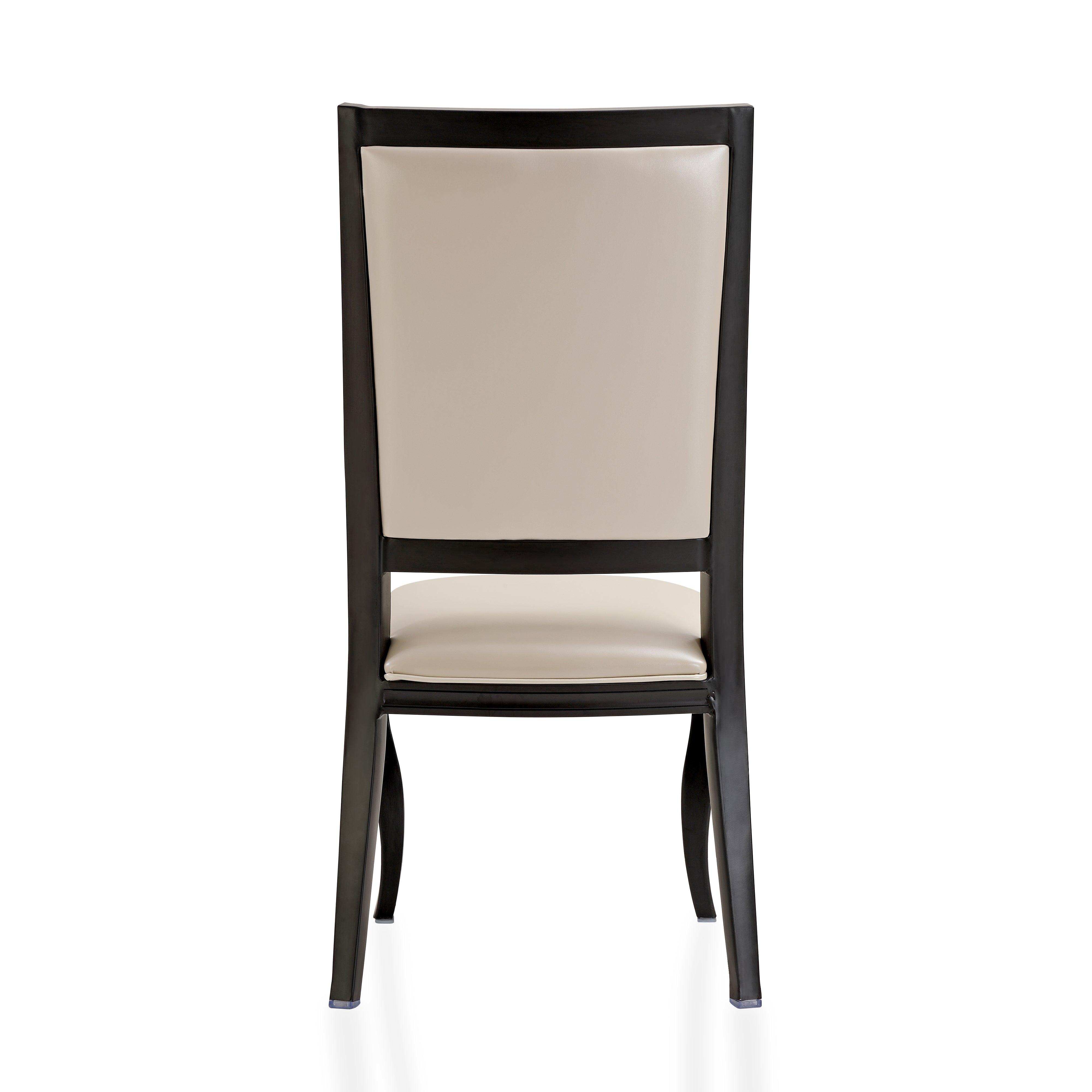 Madera Dining Chair with Leather Seat and Aluminum Crown Design Legs in Walnut Finish