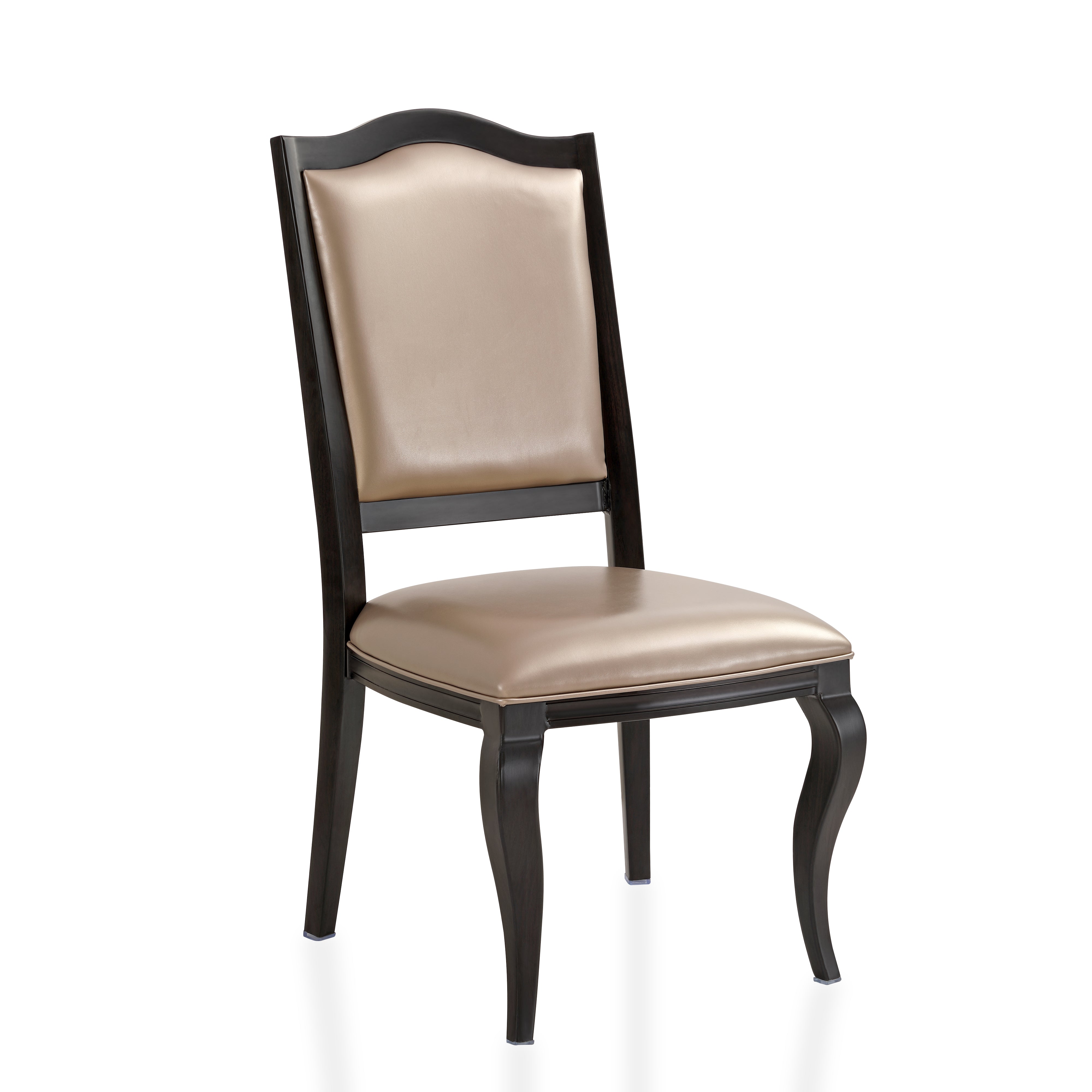 Madera Dining Chair with Leather Seat and Aluminum Legs Rounded Design in Walnut Finish