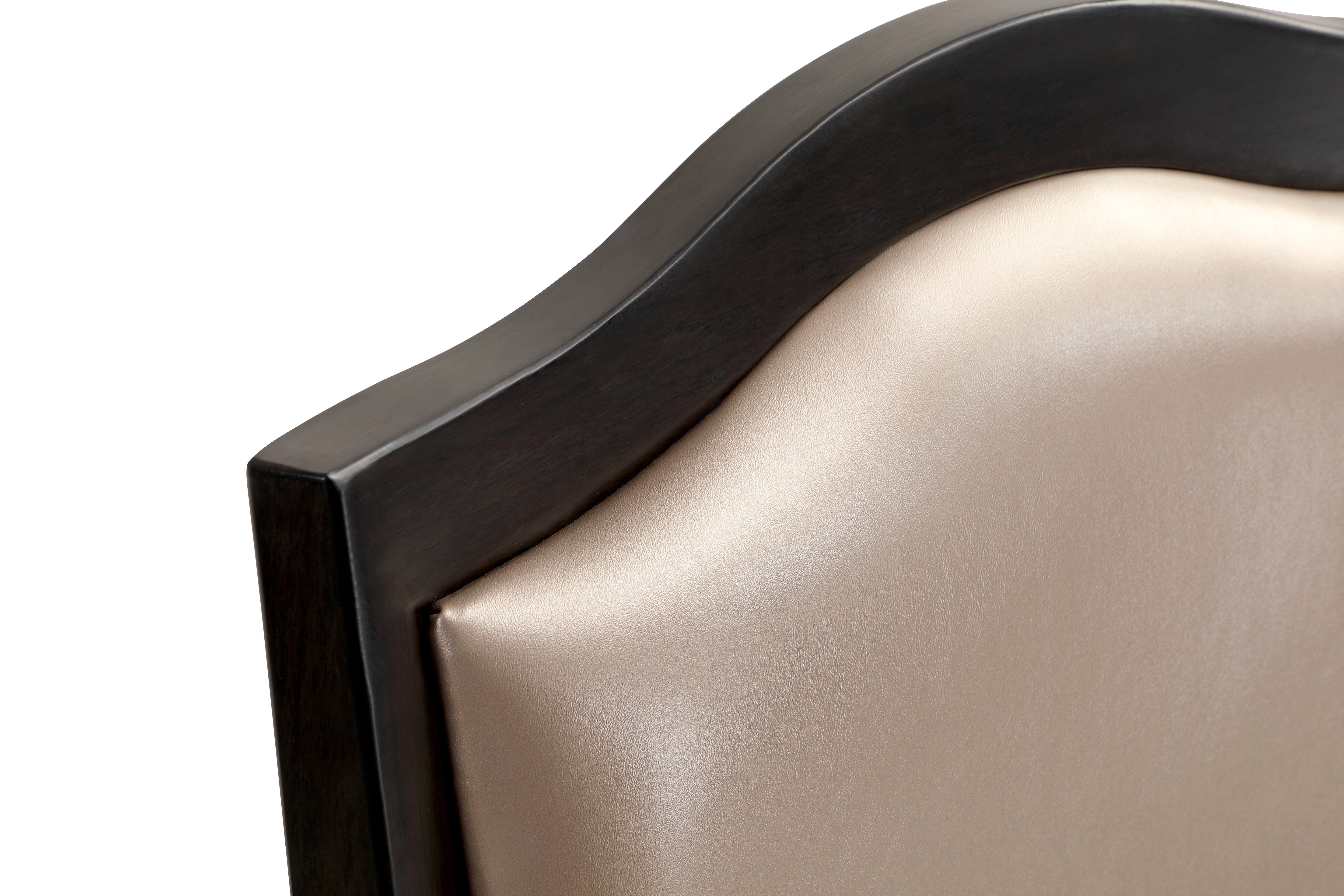 Madera Dining Chair with Leather Seat and Aluminum Legs Rounded Design in Walnut Finish