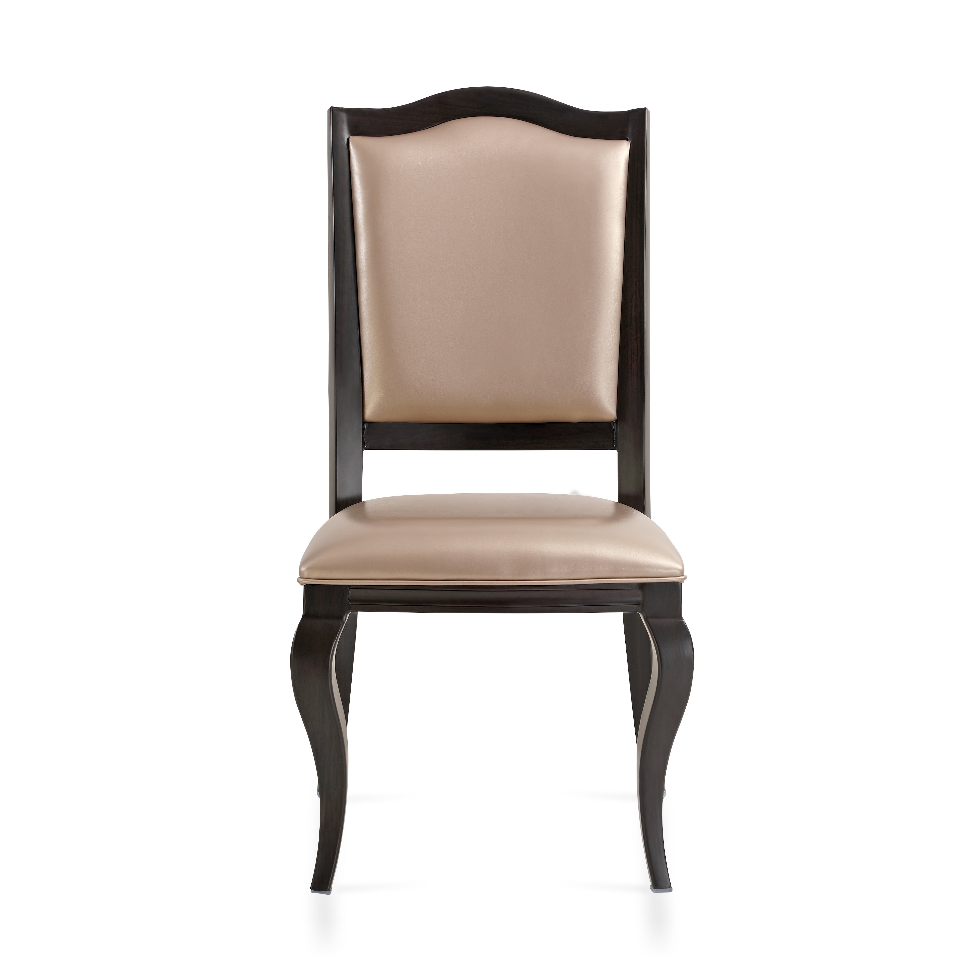 Madera Dining Chair with Leather Seat and Aluminum Legs Rounded Design in Walnut Finish