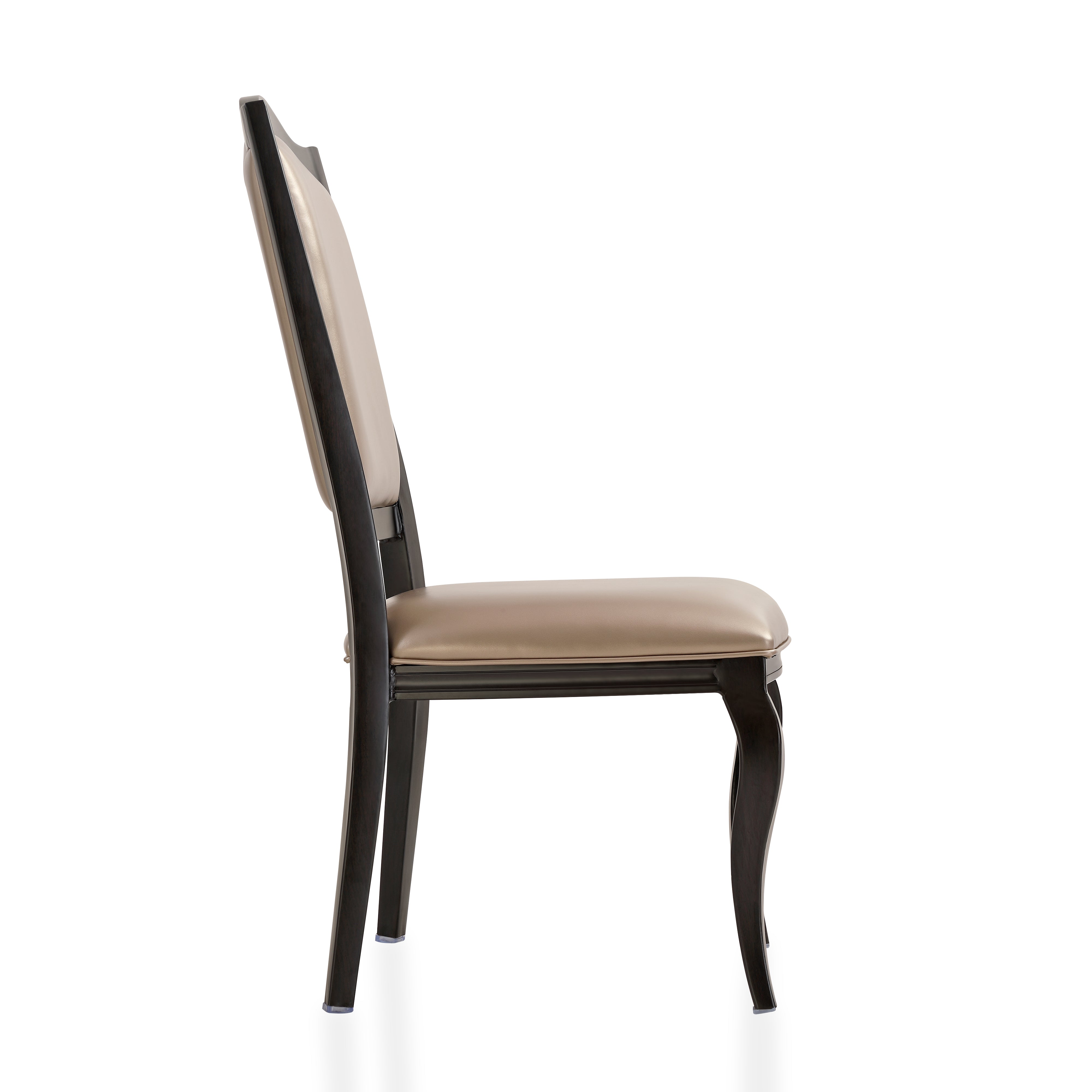 Madera Dining Chair with Leather Seat and Aluminum Legs Rounded Design in Walnut Finish