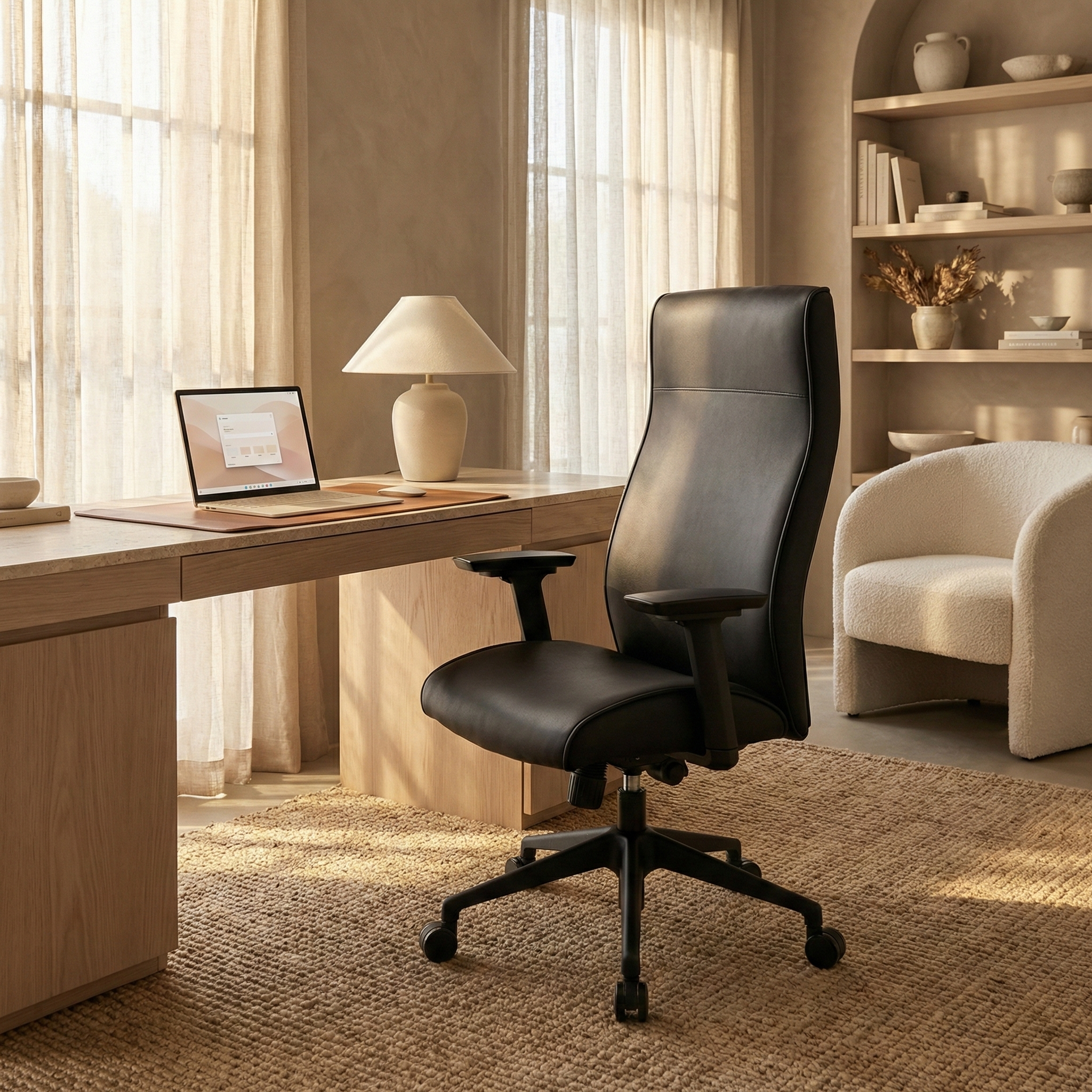 Maxwell Leather Office Chair Stainless Steel Frame and Nylon Base