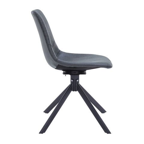 Markley Modern Leather Swival Dining Chair With Metal Legs