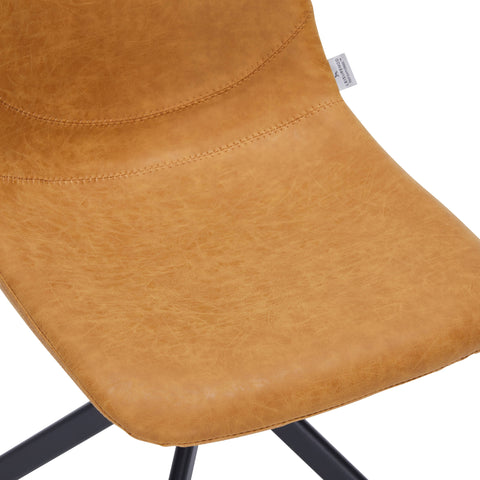 Markley Modern Leather Swival Dining Chair With Metal Legs
