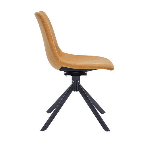 Markley Modern Leather Swival Dining Chair With Metal Legs