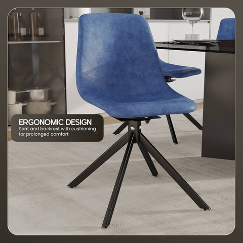 Markley Modern Leather Swival Dining Chair With Metal Legs