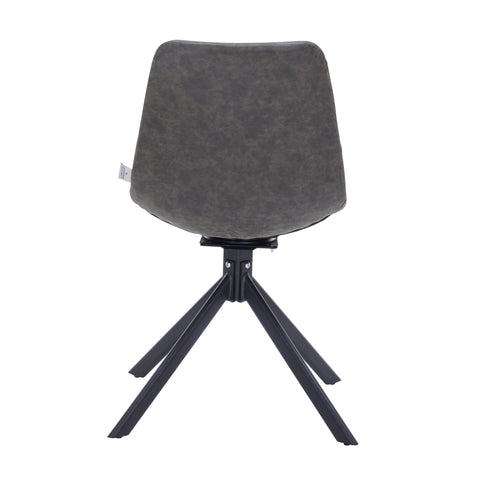 Markley Modern Leather Swival Dining Chair With Metal Legs