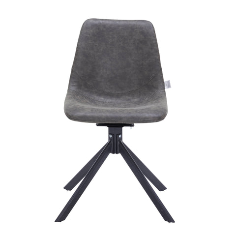 Markley Modern Leather Swival Dining Chair With Metal Legs