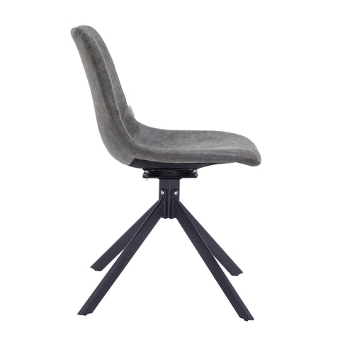Markley Modern Leather Swival Dining Chair With Metal Legs