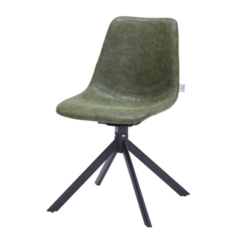 Markley Modern Leather Swival Dining Chair With Metal Legs