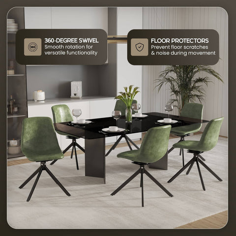 Markley Modern Leather Swival Dining Chair With Metal Legs