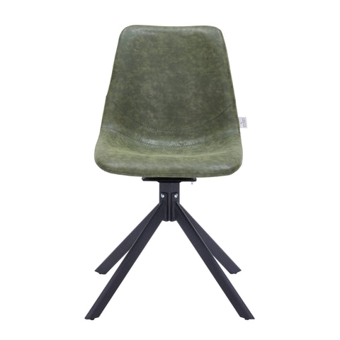 Markley Modern Leather Swival Dining Chair With Metal Legs