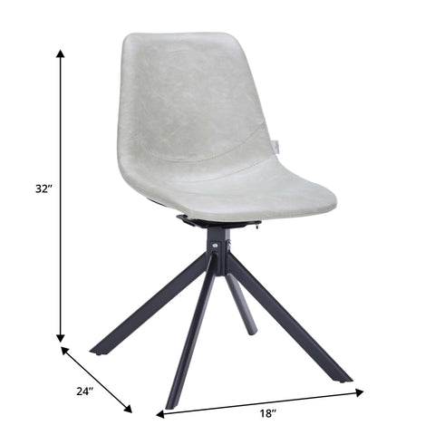 Markley Modern Leather Swival Dining Chair With Metal Legs