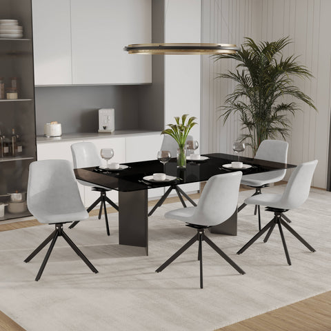 Markley Modern Leather Swival Dining Chair With Metal Legs