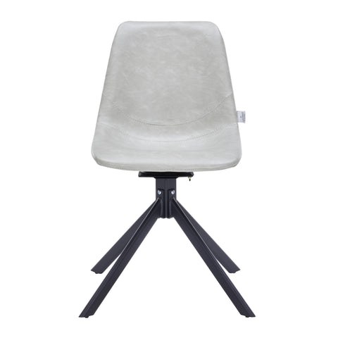 Markley Modern Leather Swival Dining Chair With Metal Legs