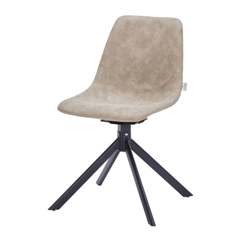 Markley Modern Leather Swival Dining Chair With Metal Legs