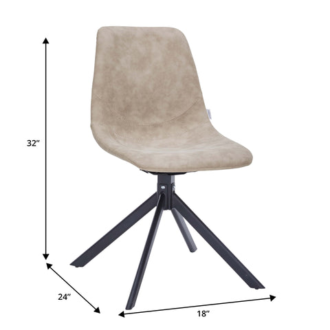 Markley Modern Leather Swival Dining Chair With Metal Legs