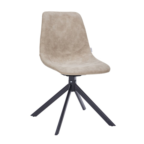 Markley Modern Leather Swival Dining Chair With Metal Legs