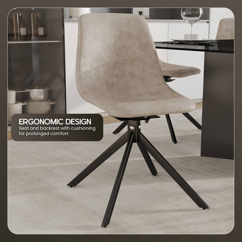 Markley Modern Leather Swival Dining Chair With Metal Legs