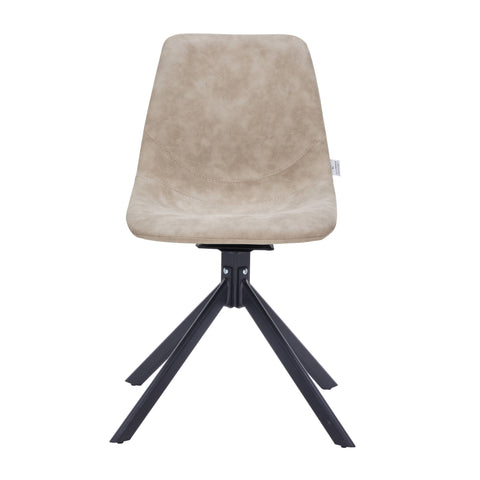 Markley Modern Leather Swival Dining Chair With Metal Legs