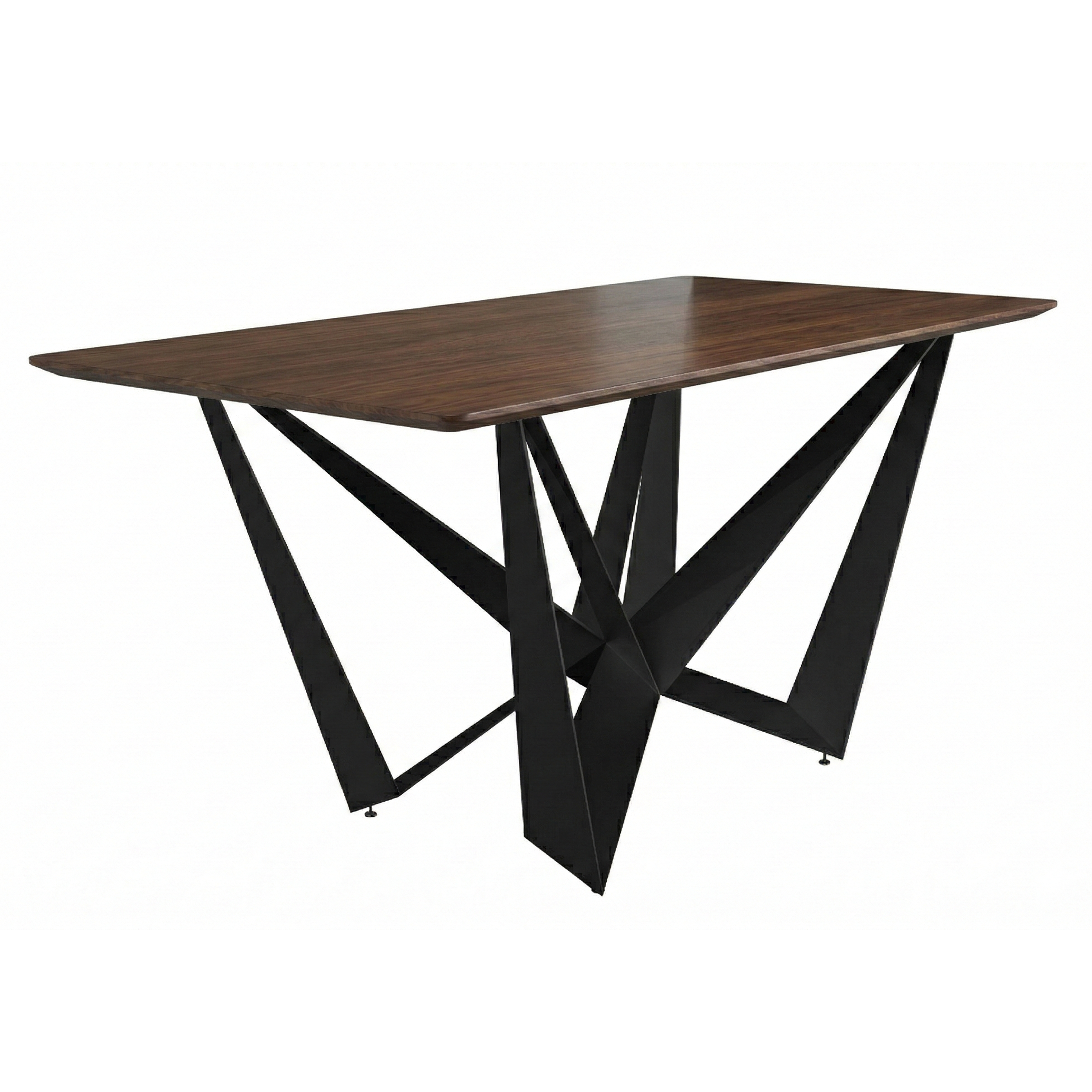 Nuvor Dining Table with Rectangular Sintered Stone/Glass Tabletop and Black Steel Legs