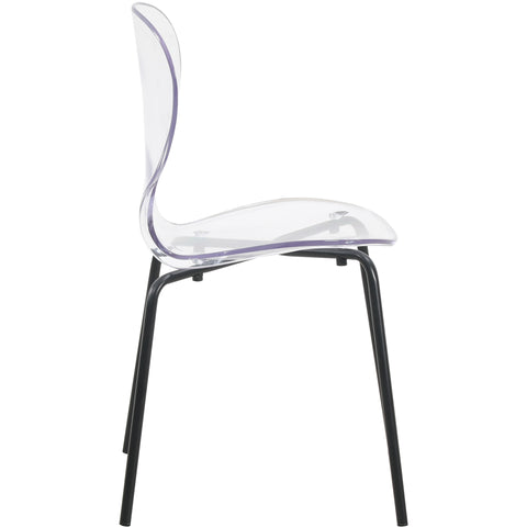 LeisureMod 5-Piece Dining Set Round Black MDF Dining Table and 4 Acrylic Dining Chairs with Chrome Legs