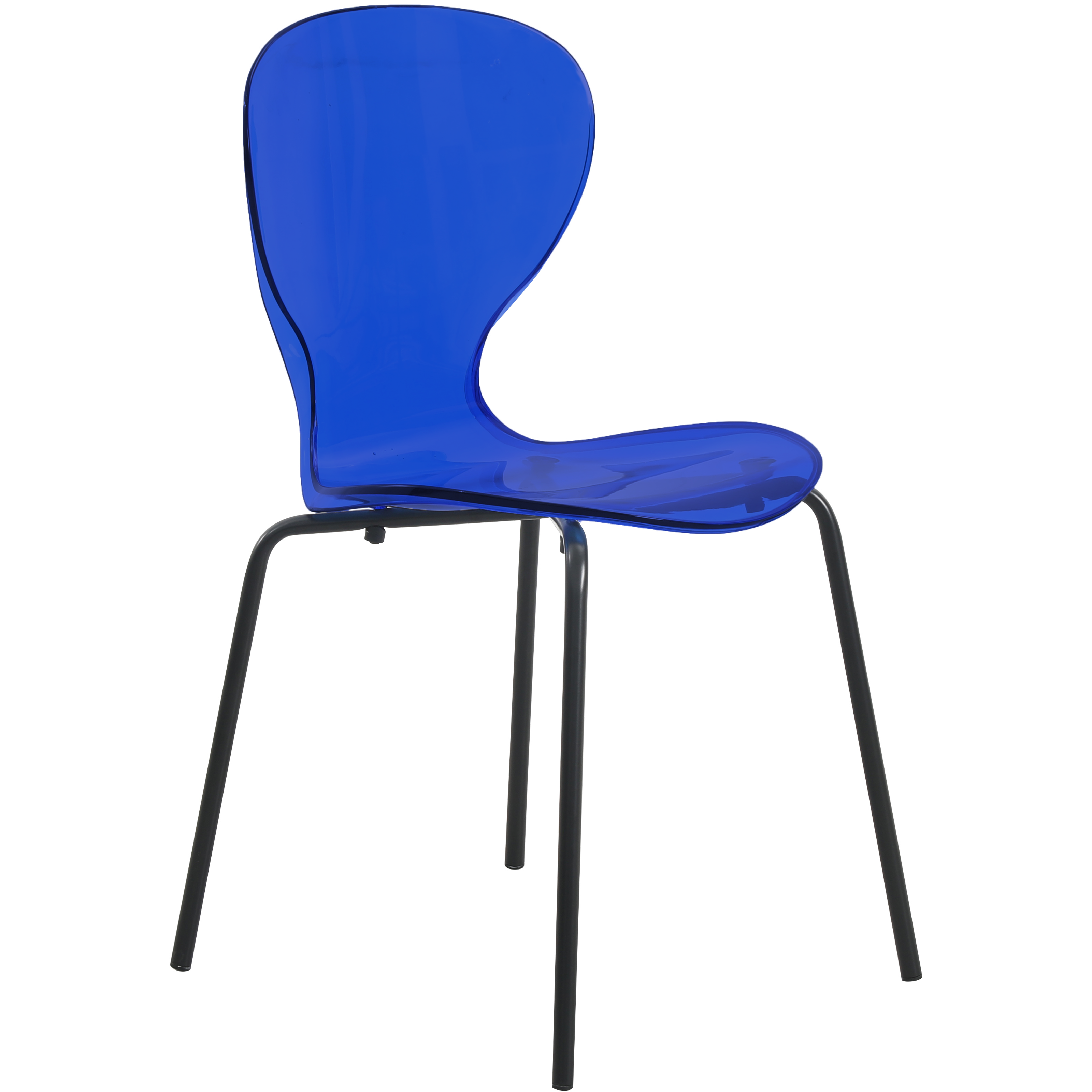 Oyster Modern Stackable Dining Side Chair with Chrome/White/Black Stainless Steel Legs