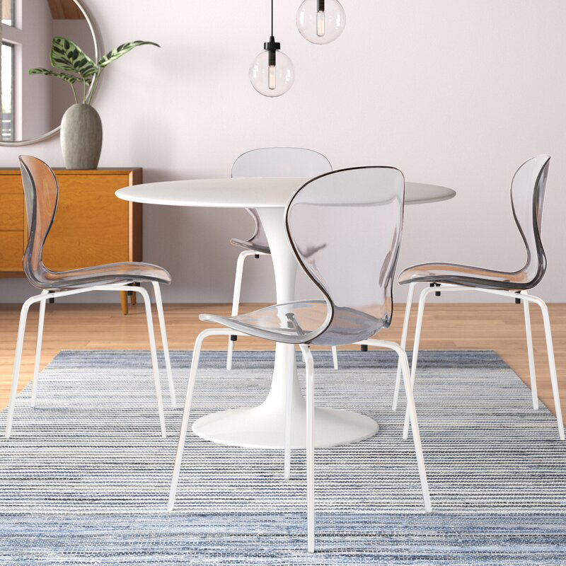 Oyster Modern Stackable Dining Side Chair with Chrome/White/Black Stainless Steel Legs