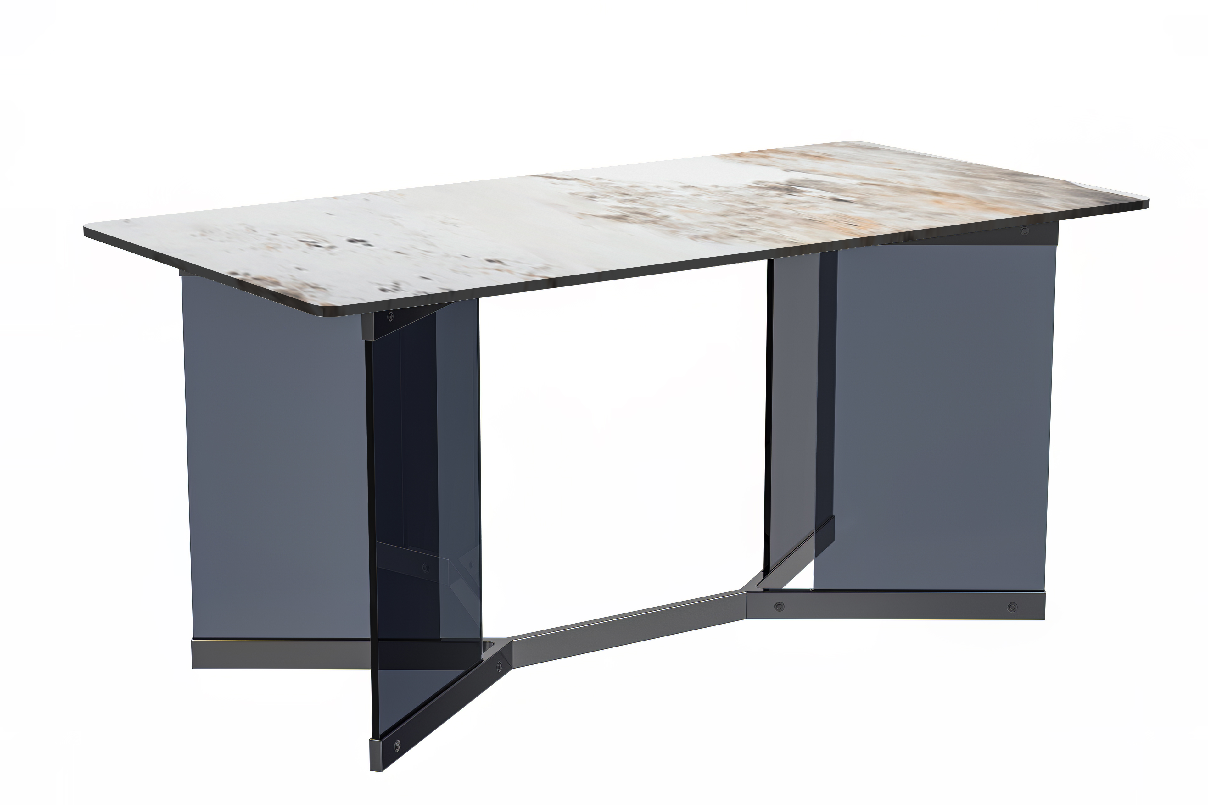 Oryn Modern Rectangular Dining Table with Glass/Sintered Stone Tabletop