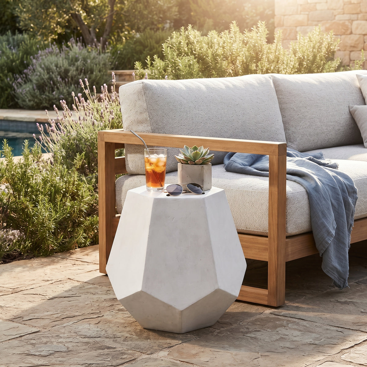 Pyrite Geometric Side/End Table in Fiberstone