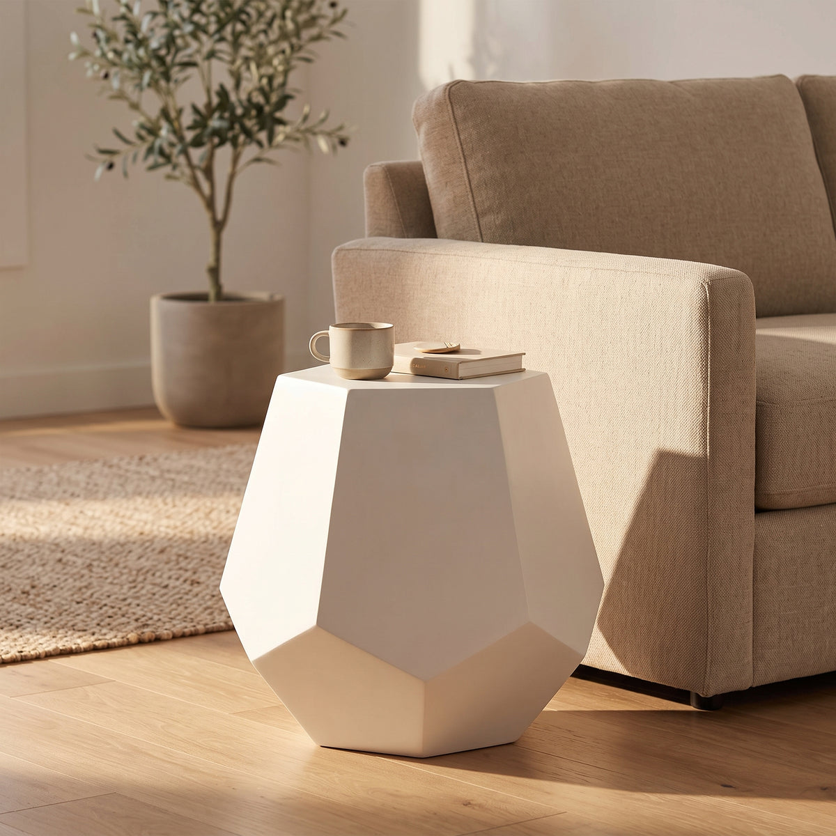 Pyrite Geometric Side/End Table in Fiberstone