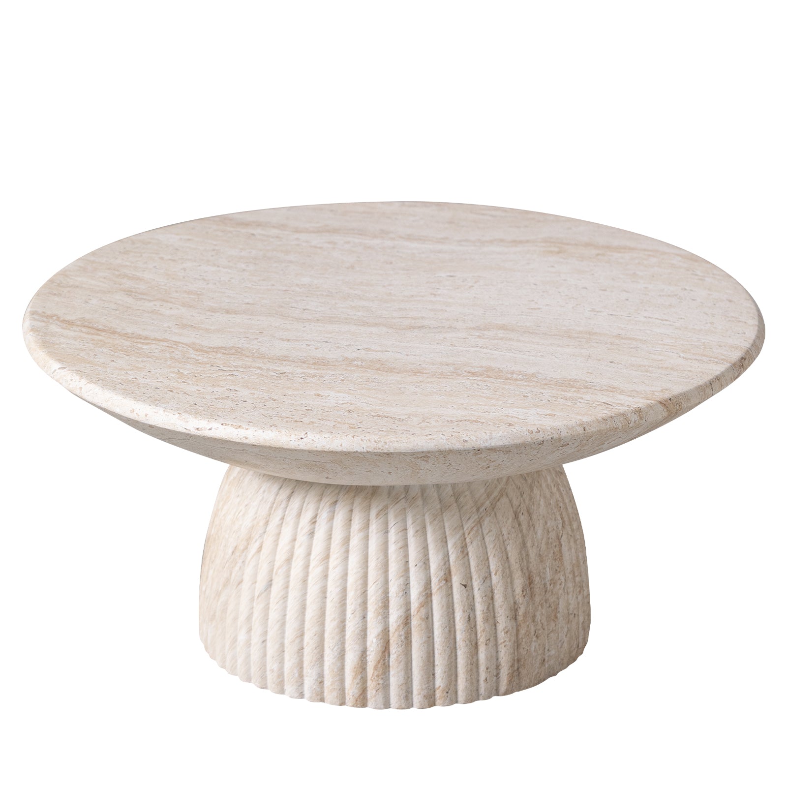 Quarry Round Coffee Table in Fiberstone With Pedestal Base