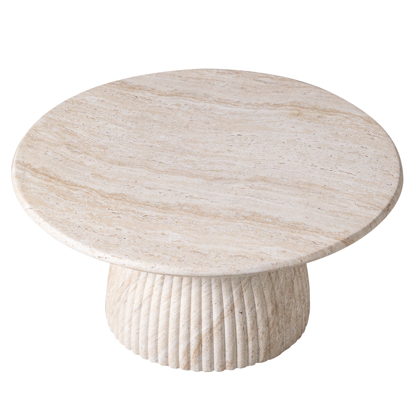 Quarry Round Coffee Table in Fiberstone With Pedestal Base