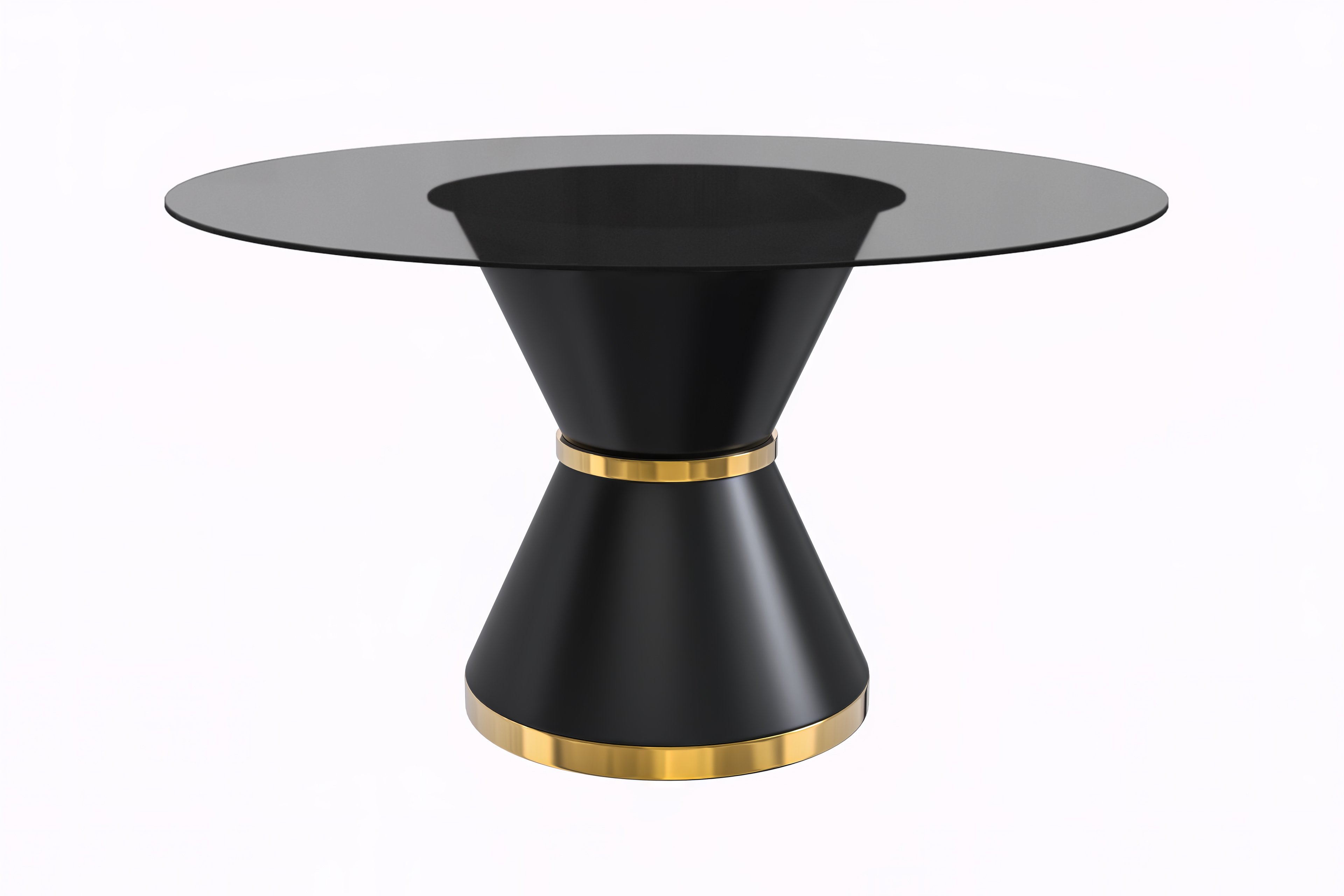 Modern Round Dining Table with a Glass/Stone Tabletop in Stainless Steel Seats 6-10 Qorvus Collection