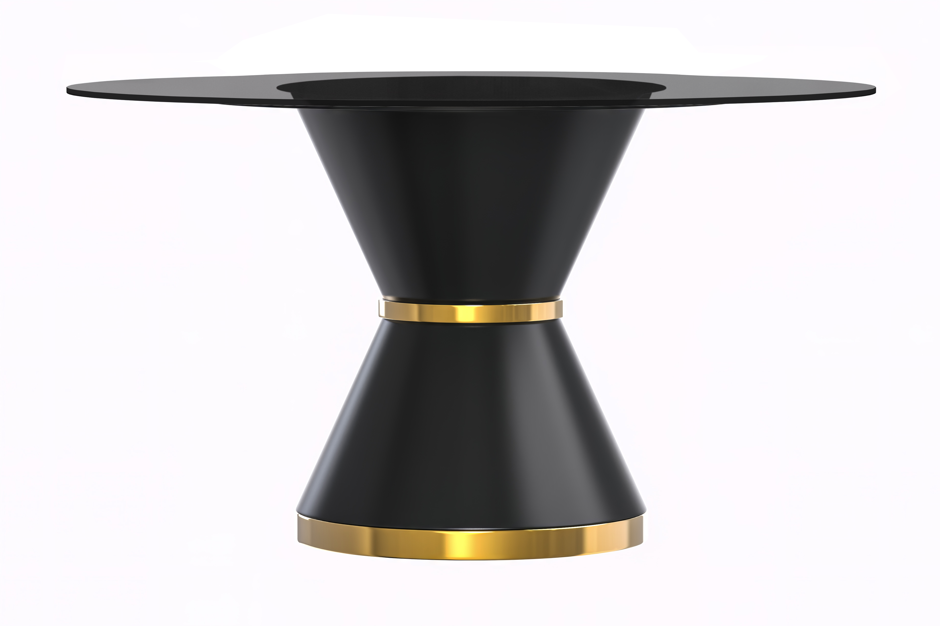 Modern Round Dining Table with a Glass/Stone Tabletop in Stainless Steel Seats 6-10 Qorvus Collection
