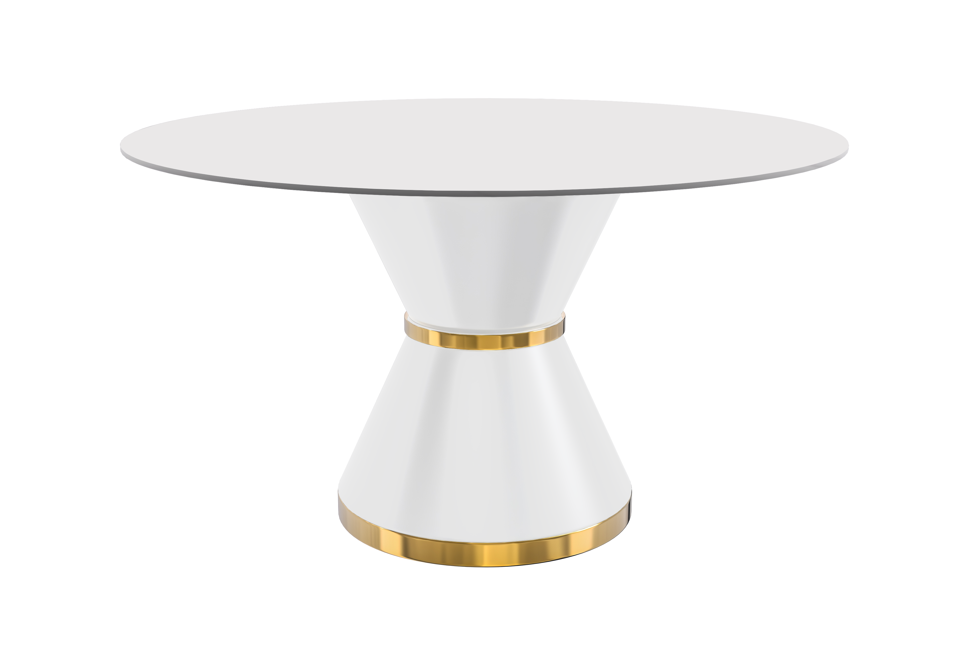 Modern Round Dining Table with a Glass/Stone Tabletop in Stainless Steel Seats 6-10 Qorvus Collection