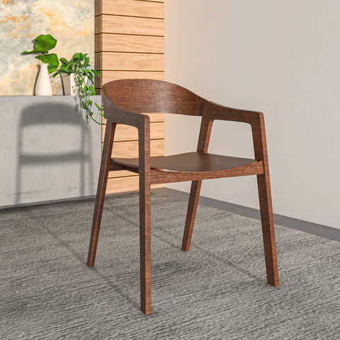Rivo Dining Chairs in Sturdy Oak Wood with Open Back Design and Armrests Set of 2