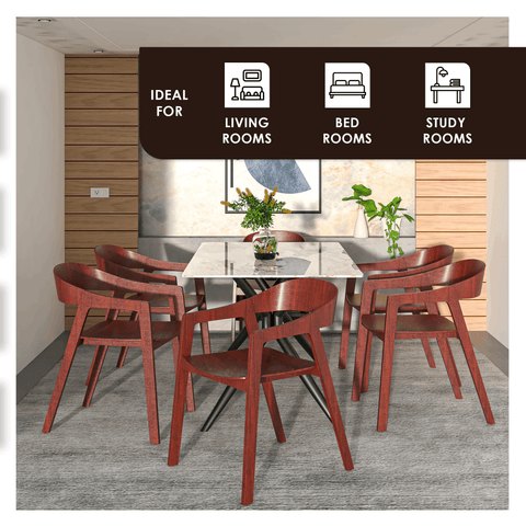 Rivo Dining Chairs in Sturdy Oak Wood with Open Back Design and Armrests Set of 2