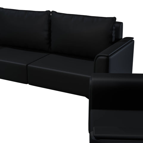 Rusk 3-Piece Leather Sofa Set with Stainless Steel Legs and Removable Cushions