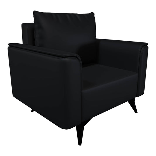 Rusk Leather Single-Seater Sofa with Stainless Steel Legs and Removable Cushions