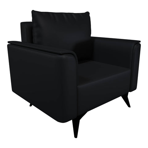 Rusk Leather Single-Seater Sofa with Stainless Steel Legs and Removable Cushions