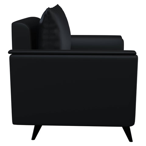 Rusk Leather Single-Seater Sofa with Stainless Steel Legs and Removable Cushions